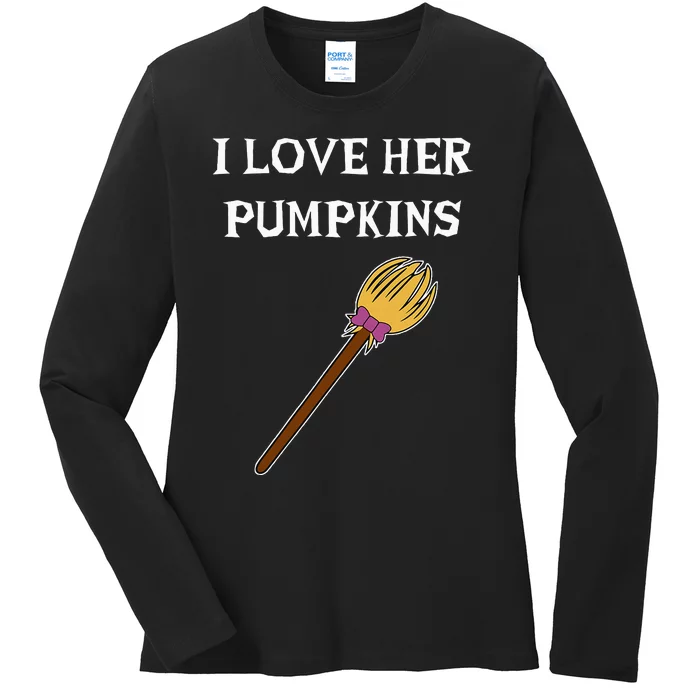 I Love Her Pumpkins Adult Matching Couples Halloween Costume Ladies Long Sleeve Shirt