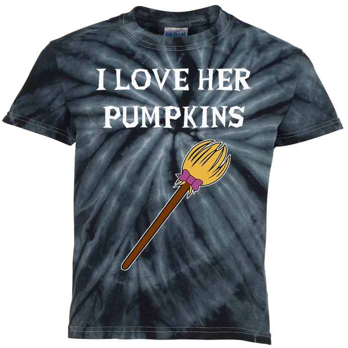 I Love Her Pumpkins Adult Matching Couples Halloween Costume Kids Tie-Dye T-Shirt