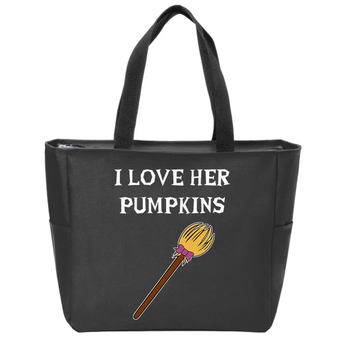 I Love Her Pumpkins Adult Matching Couples Halloween Costume Zip Tote Bag