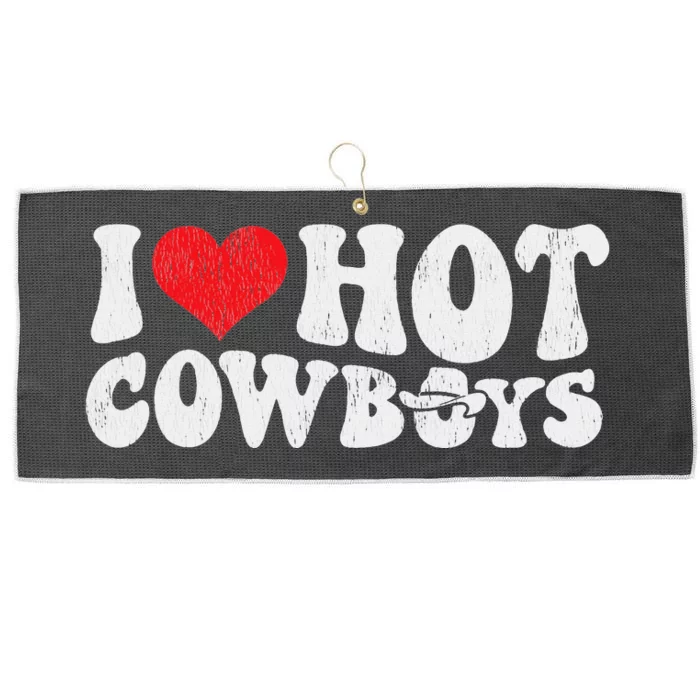 I Love Hot Cowboys Groovy Retro Country Western Large Microfiber Waffle Golf Towel