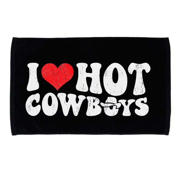 I Love Hot Cowboys Groovy Retro Country Western Microfiber Hand Towel