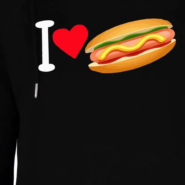 I Love Hot Dog Heart Shape Slice Bun Suasage Food Themed Womens Funnel Neck Pullover Hood