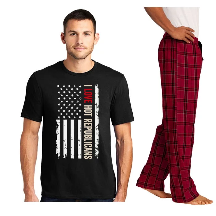 I Love Hot Republicans American Usa Flag Great Gift Pajama Set