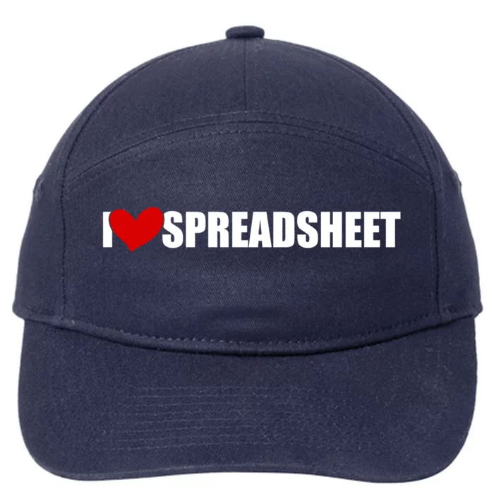 I Love Heart Spreadsheet Office Worker Secretary Accountant Meaningful Gift 7-Panel Snapback Hat