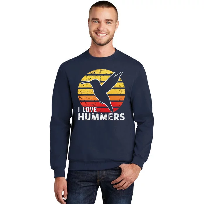 I Love Hummers Bird Vintage Sunset Colibri Tall Sweatshirt