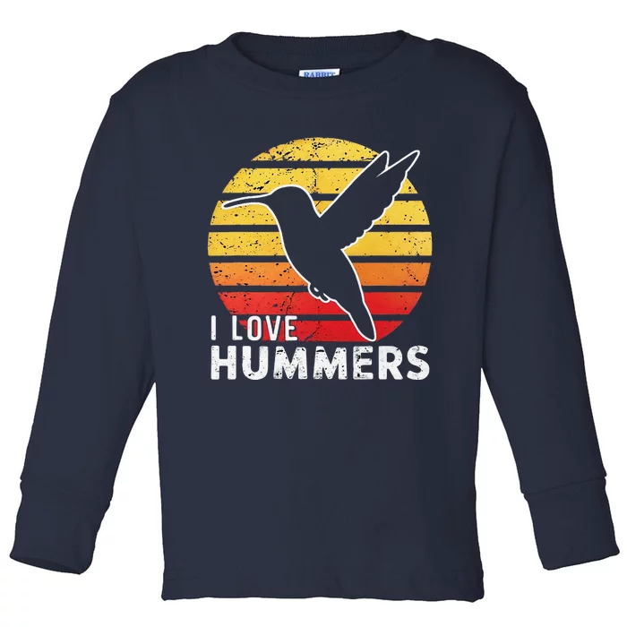 I Love Hummers Bird Vintage Sunset Colibri Toddler Long Sleeve Shirt