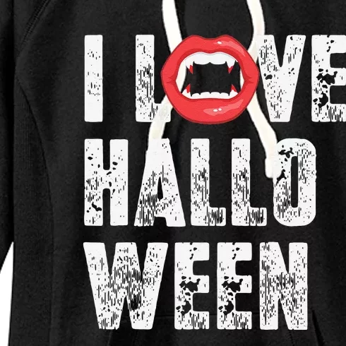 I Love Halloween Vampire Fangs Vampire Lover Women's Fleece Hoodie