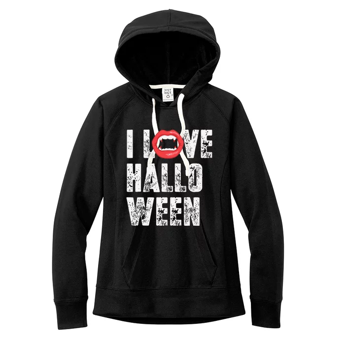 I Love Halloween Vampire Fangs Vampire Lover Women's Fleece Hoodie