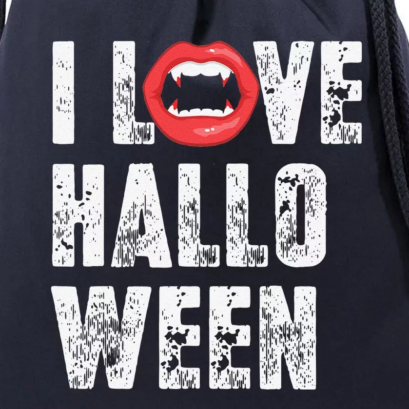 I Love Halloween Vampire Fangs Vampire Lover Drawstring Bag