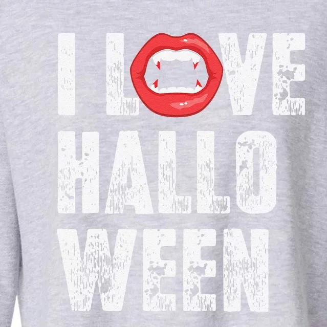 I Love Halloween Vampire Fangs Vampire Lover Cropped Pullover Crew