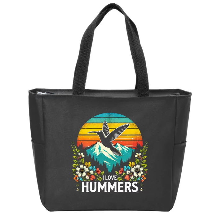 I Love Hummers Colibri Hummingbird Zip Tote Bag