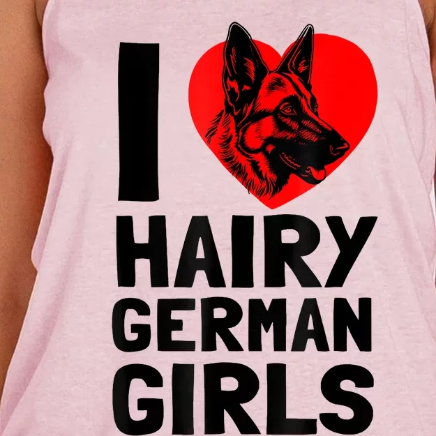 I Love Hairy German German Shepherd Edition Women's Knotted Racerback Tank