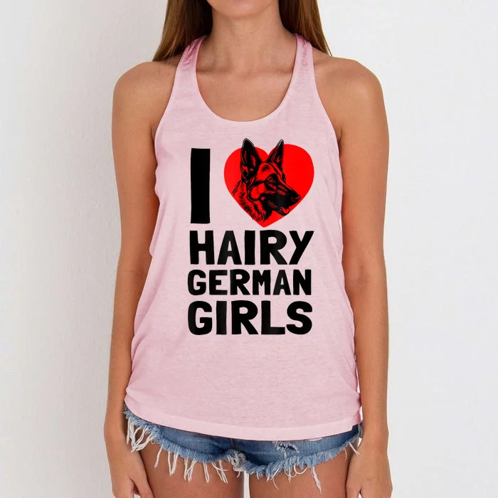 I Love Hairy German German Shepherd Edition Women's Knotted Racerback Tank