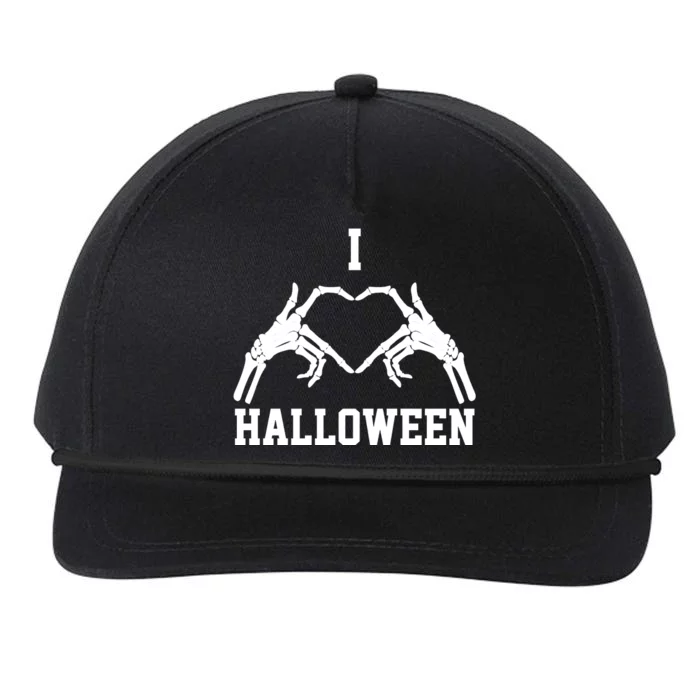 I Love Halloween Skeleton Heart Snapback Five-Panel Rope Hat