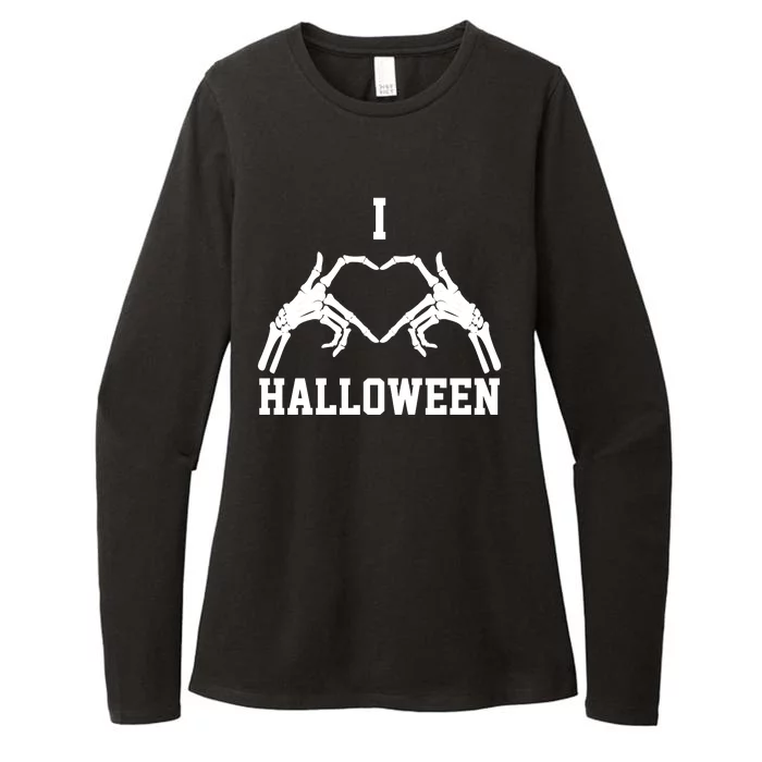 I Love Halloween Skeleton Heart Womens CVC Long Sleeve Shirt