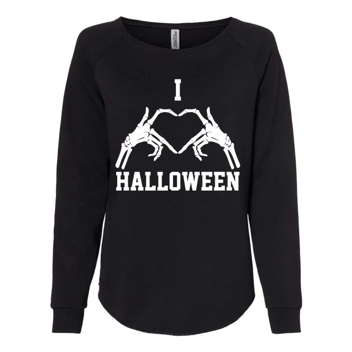 I Love Halloween Skeleton Heart Womens California Wash Sweatshirt