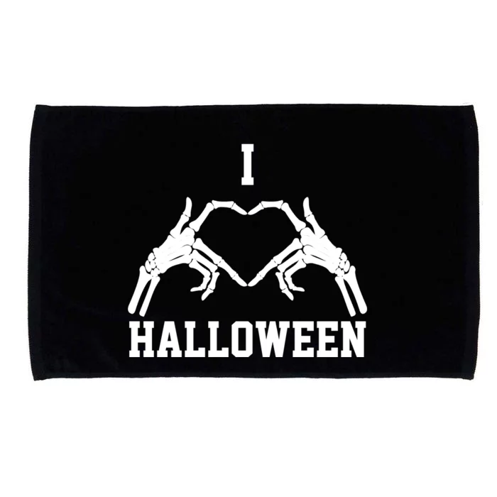 I Love Halloween Skeleton Heart Microfiber Hand Towel