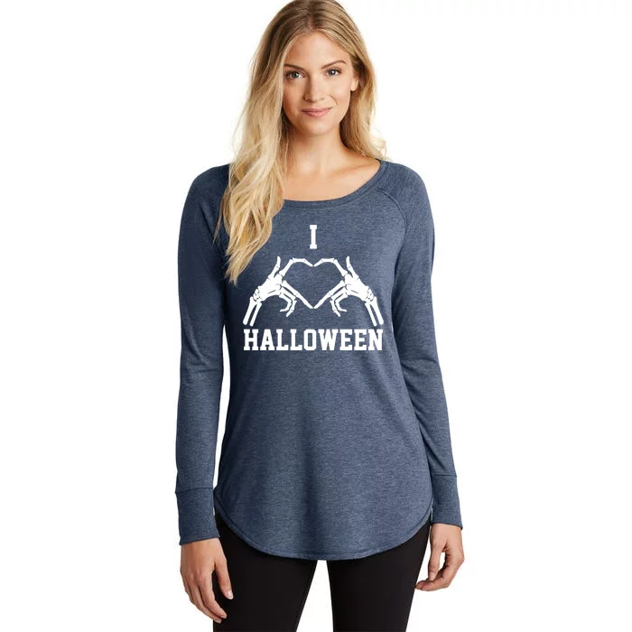 I Love Halloween Skeleton Heart Women's Perfect Tri Tunic Long Sleeve Shirt