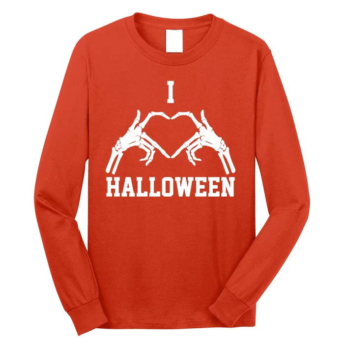 I Love Halloween Skeleton Heart Long Sleeve Shirt