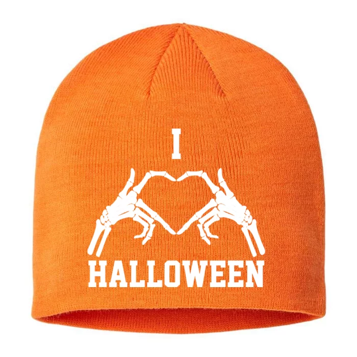 I Love Halloween Skeleton Heart 8 1/2in Sustainable Knit Beanie