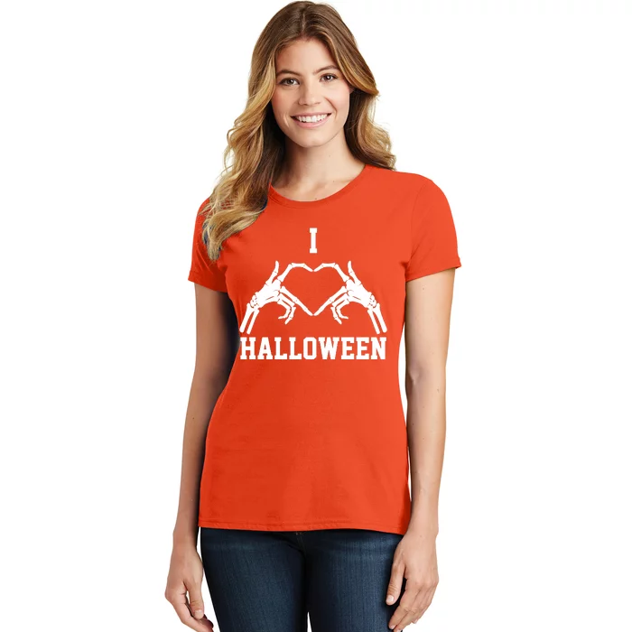 I Love Halloween Skeleton Heart Women's T-Shirt