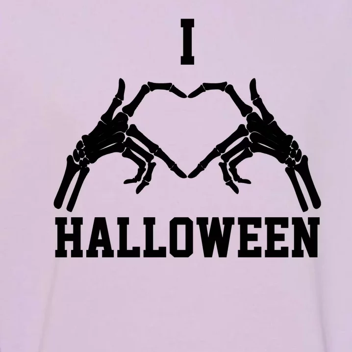 I Love Halloween Skeleton Heart Garment-Dyed Sweatshirt