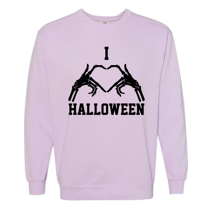 I Love Halloween Skeleton Heart Garment-Dyed Sweatshirt