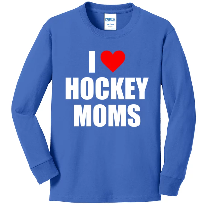 I Love Hockey Moms Gift Kids Long Sleeve Shirt