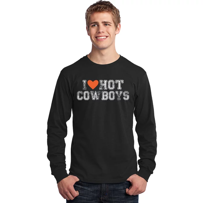 I Love Hot Cowboys Groovy Vintage I Love Cowboys Long Sleeve Shirt