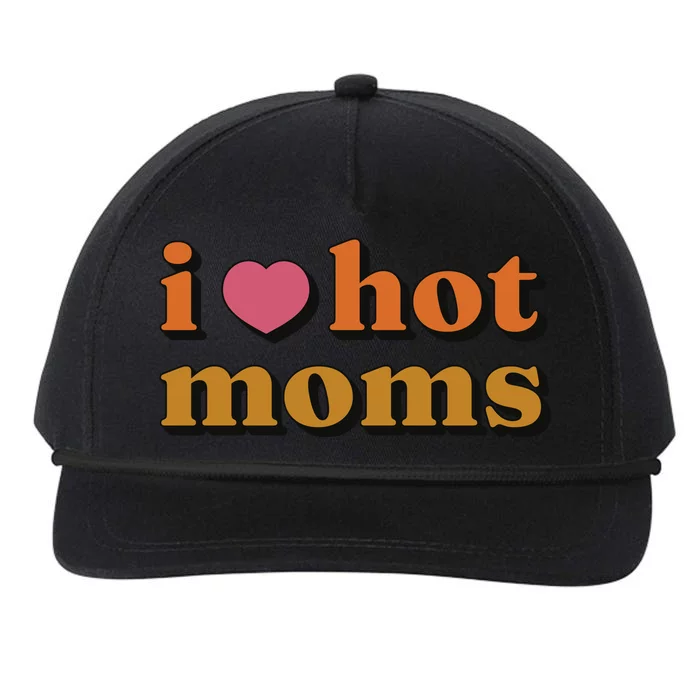 I Love Hot Moms Retro Snapback Five-Panel Rope Hat