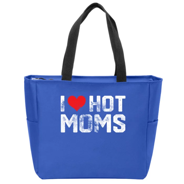 I Love Hot Moms Distressed Retro Vintage Design Gift Zip Tote Bag