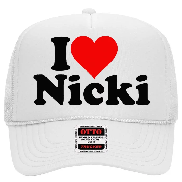 I Love Heart Nicki High Crown Mesh Trucker Hat