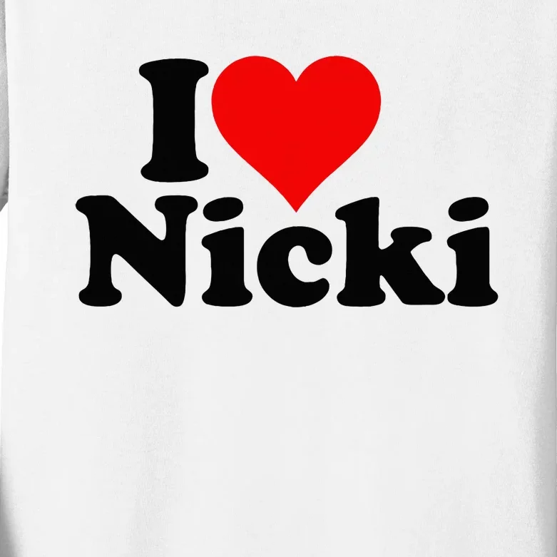 I Love Heart Nicki Kids Long Sleeve Shirt