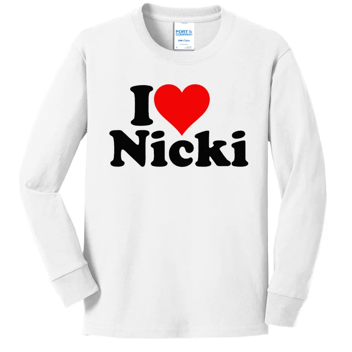 I Love Heart Nicki Kids Long Sleeve Shirt