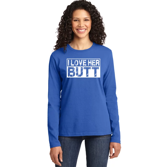 I Love His Beard Her Butt Matching Couples Complit 2pcs Meaningful Gift Ladies Long Sleeve Shirt