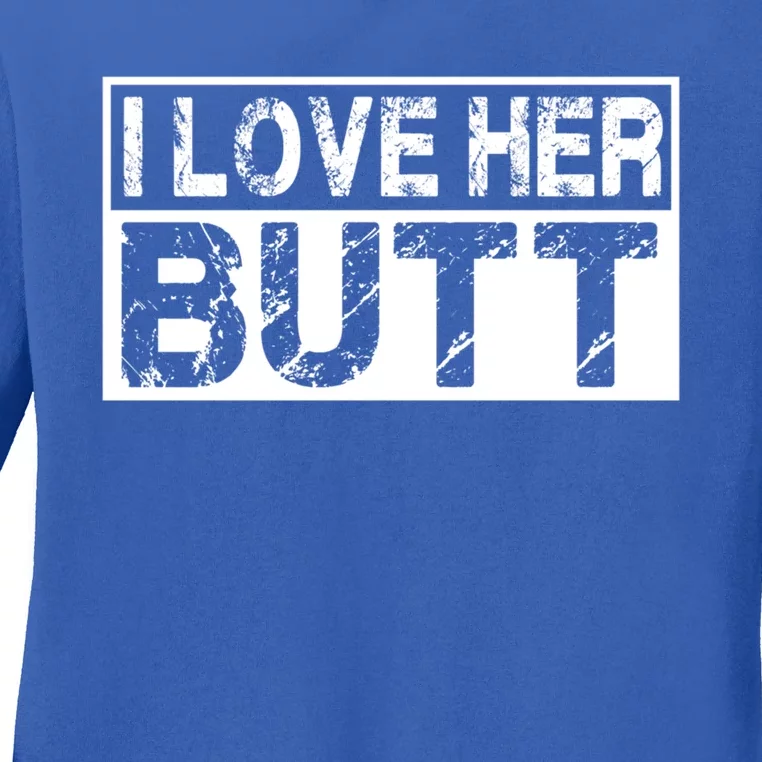 I Love His Beard Her Butt Matching Couples Complit 2pcs Meaningful Gift Ladies Long Sleeve Shirt