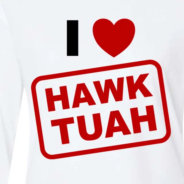 I Love Heart Hawk Tuah Funny Hawk Tush Meme Adult Humor Womens Cotton Relaxed Long Sleeve T-Shirt