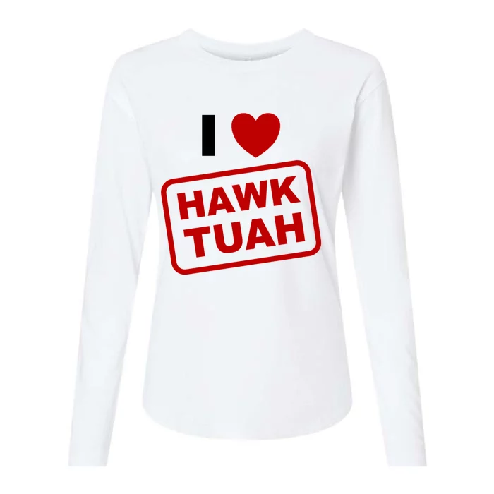 I Love Heart Hawk Tuah Funny Hawk Tush Meme Adult Humor Womens Cotton Relaxed Long Sleeve T-Shirt