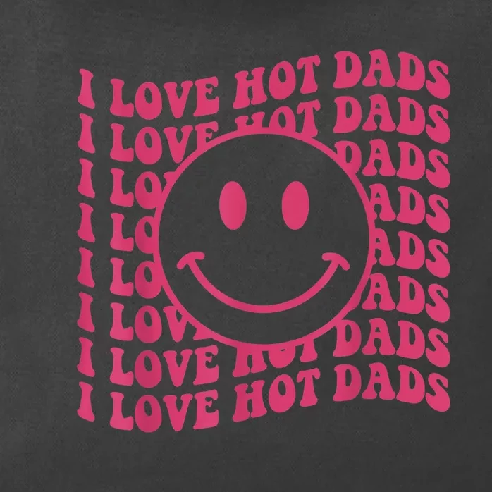 I Love Hot Dads Retro Funny Red Heart Love Dads Zip Tote Bag