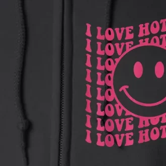 I Love Hot Dads Retro Funny Red Heart Love Dads Full Zip Hoodie