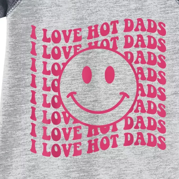 I Love Hot Dads Retro Funny Red Heart Love Dads Infant Baby Jersey Bodysuit