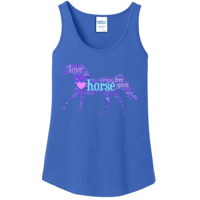 I Love Horses Word Art Horse Meaningful Gift Ladies Essential Tank