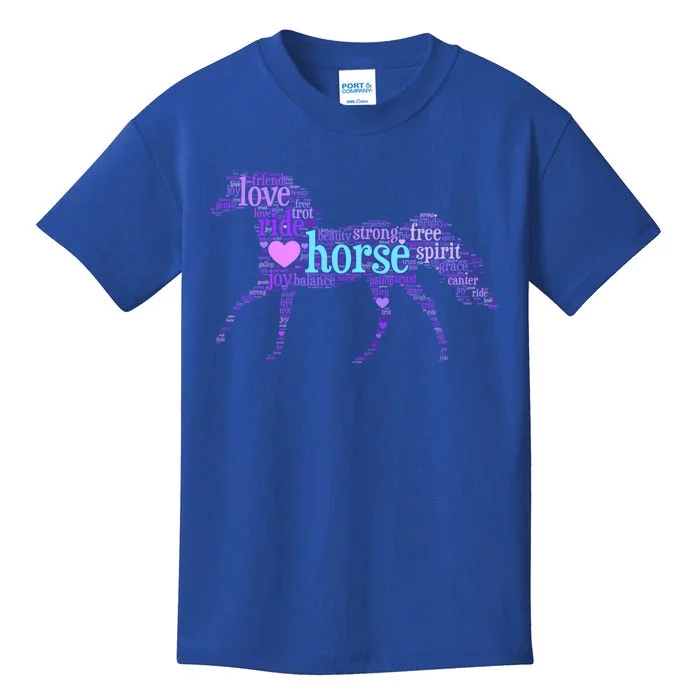 I Love Horses Word Art Horse Meaningful Gift Kids T-Shirt