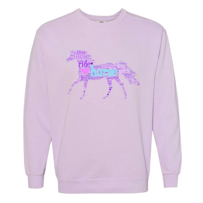 I Love Horses Word Art Horse Meaningful Gift Garment-Dyed Sweatshirt