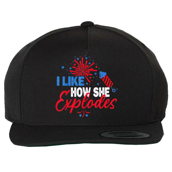 I Like How He Bangs I Like How She Explodes Couple July 4th Wool Snapback Cap