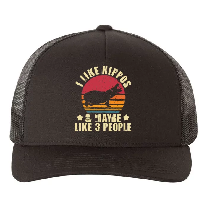 I Like Hippos & Maybe Like 3 People Zookeeper Hippopotamus Yupoong Adult 5-Panel Trucker Hat