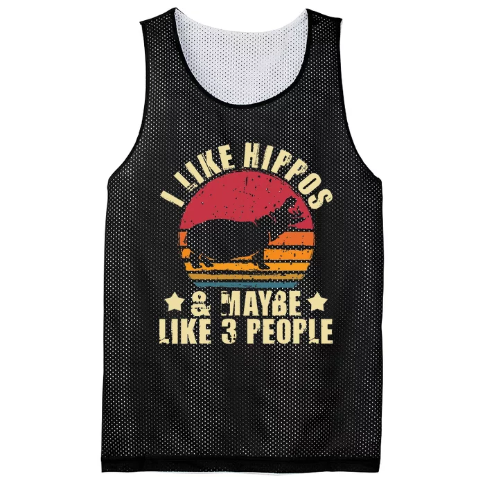 I Like Hippos & Maybe Like 3 People Zookeeper Hippopotamus Mesh Reversible Basketball Jersey Tank