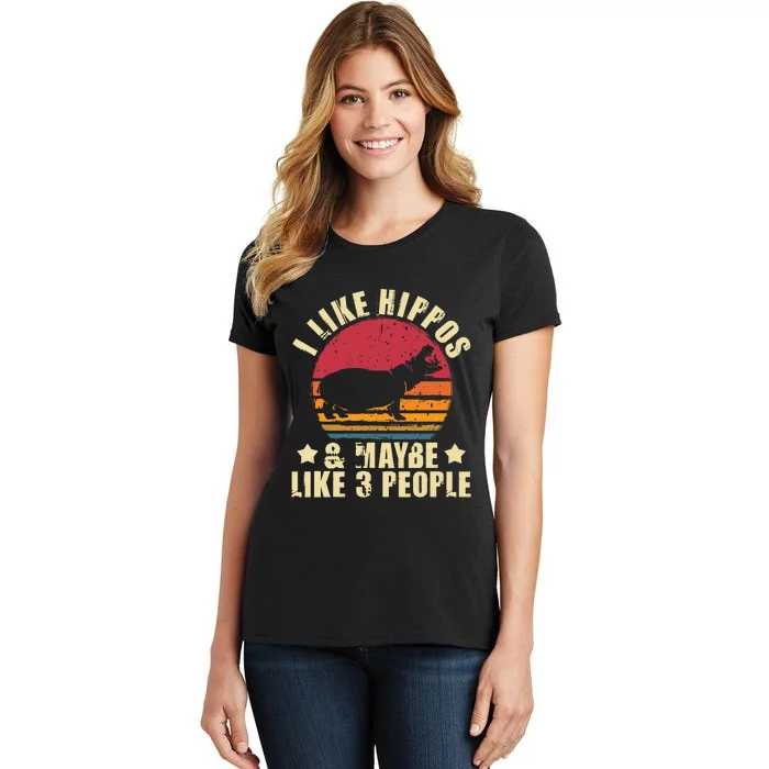 I Like Hippos & Maybe Like 3 People Zookeeper Hippopotamus Women's T-Shirt