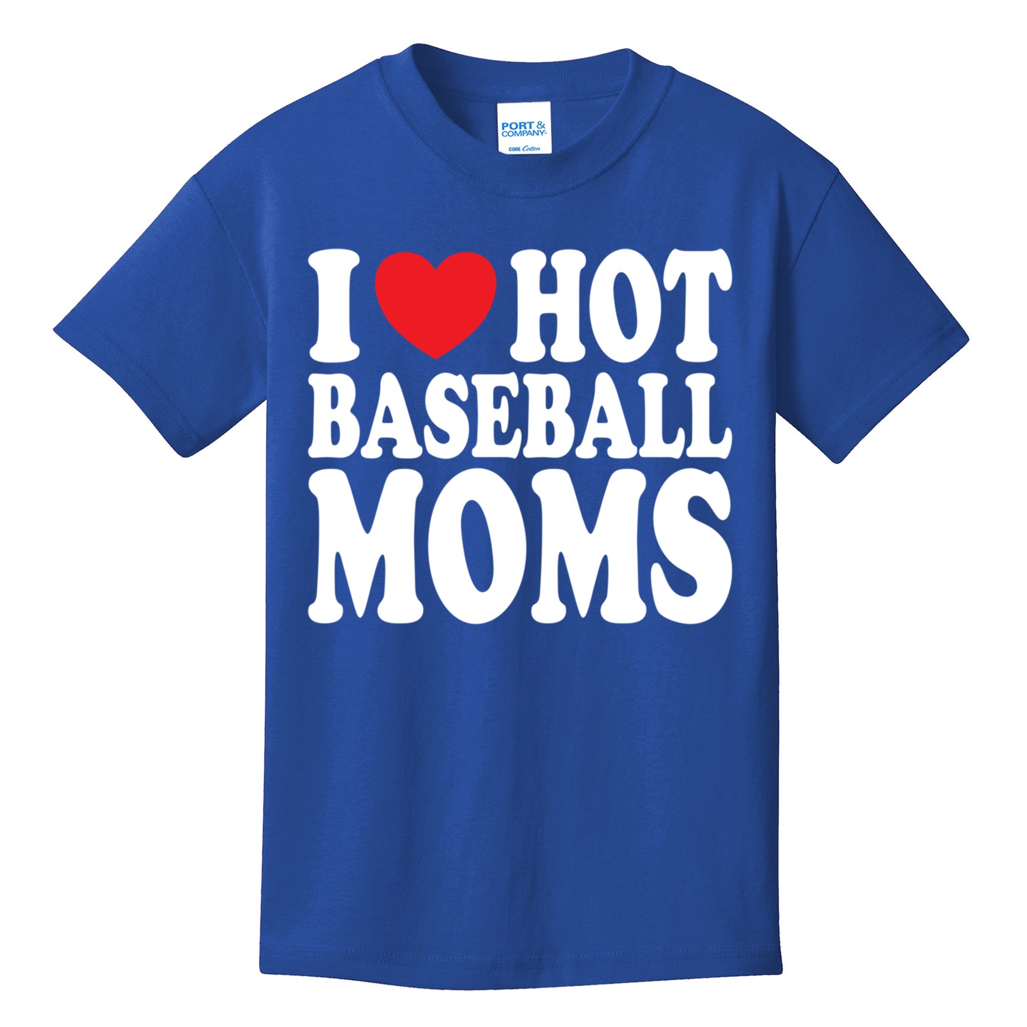 I Love Hot Baseball Moms, Funny Heart Mom Shirt