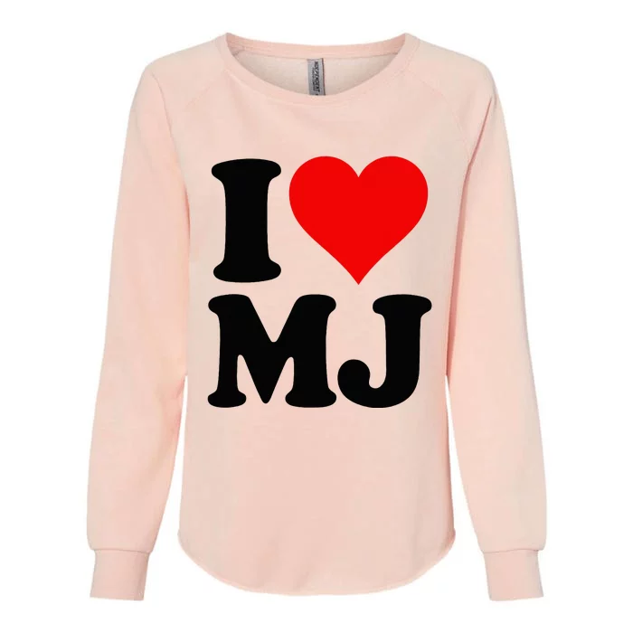 I Love Heart Mj M J M.J. Womens California Wash Sweatshirt